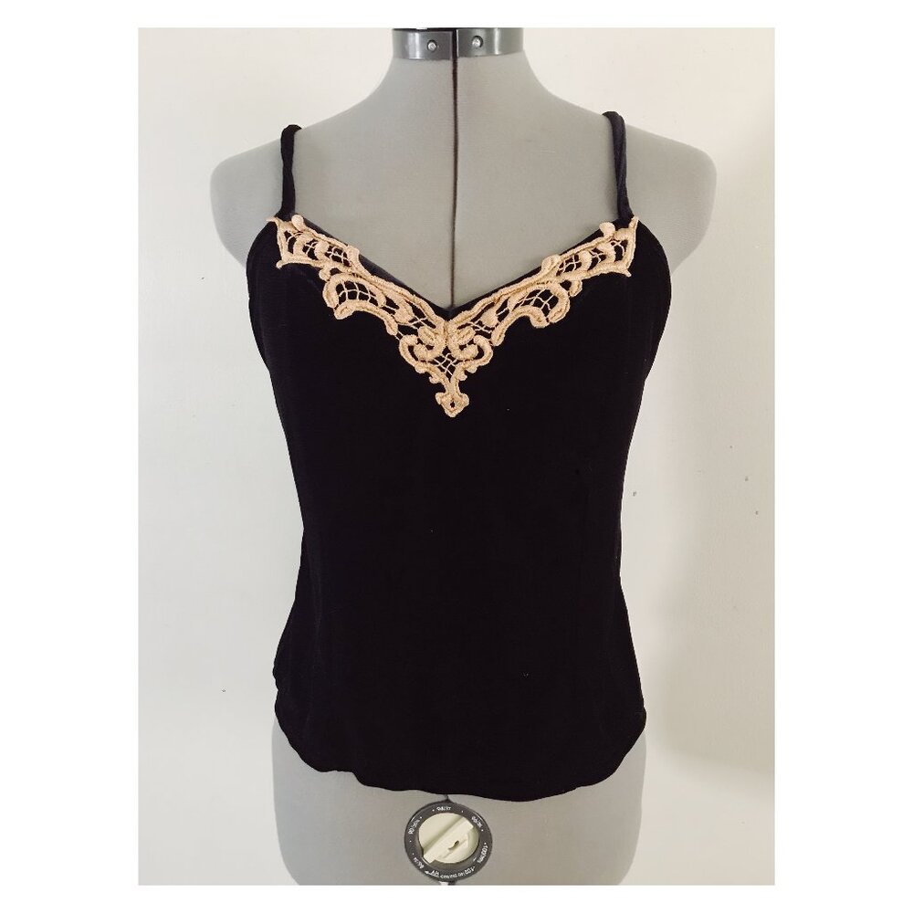 VTG 90s Delicates Stretch Velvet and Lace Camisole Sz S